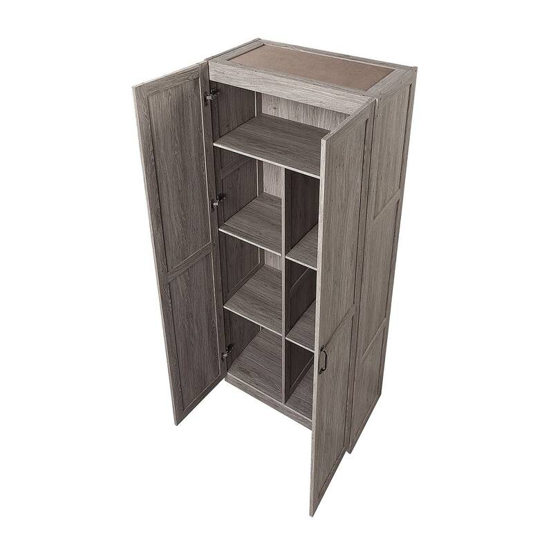 Manhattan Comfort Hopkins Modern 7 Shelf Freestanding Storage Closet Set of 2