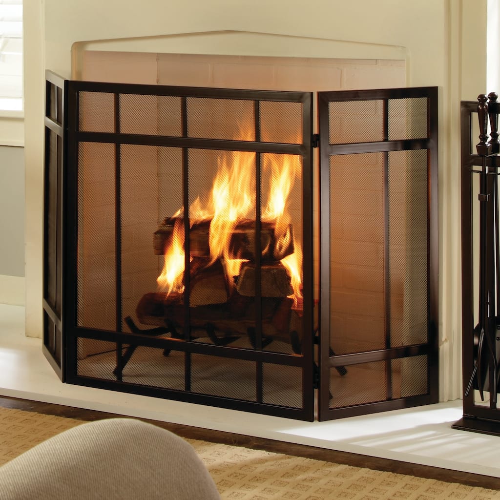 Pleasant Hearth Mission Style Wenge Steel Fireplace Screen