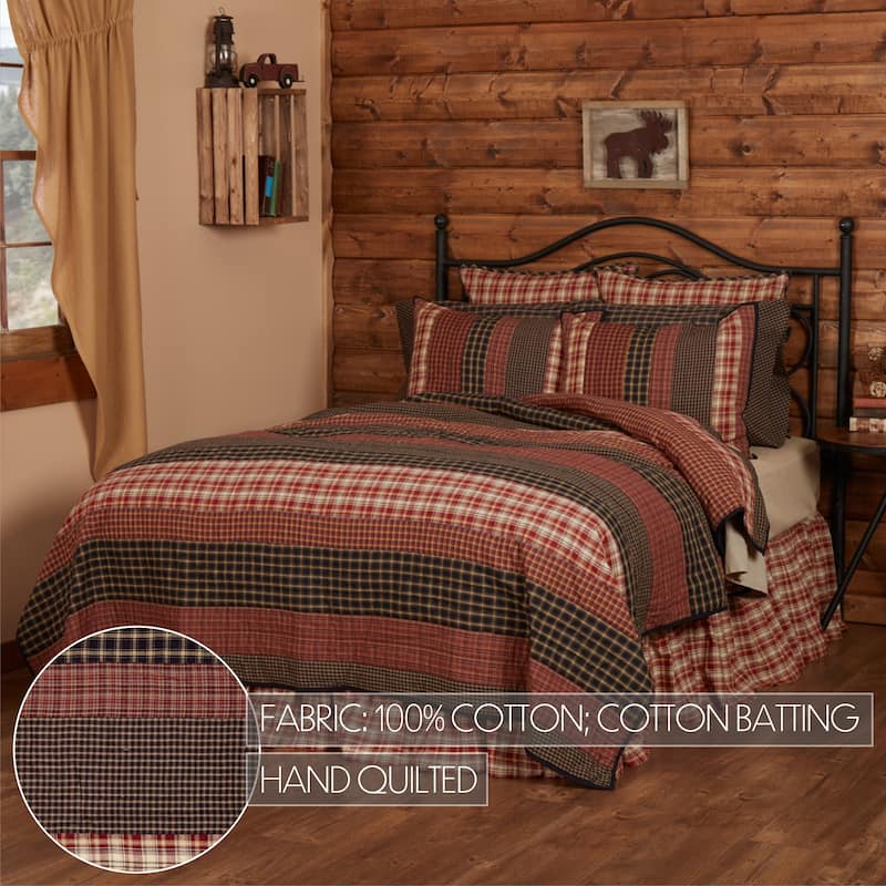 Red Rustic Bedding VHC Beckham Quilt Cotton Striped Patchwork