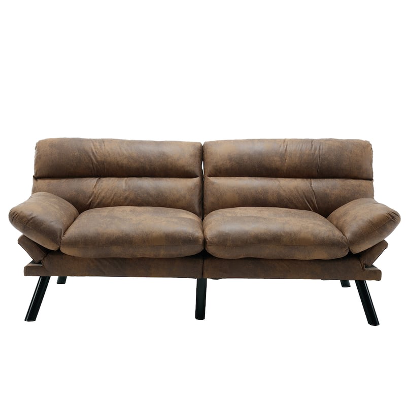 COOLMORE Linen/Microsuede/Teddy Loveseats Convertible Sleeper Sofa with metal feet