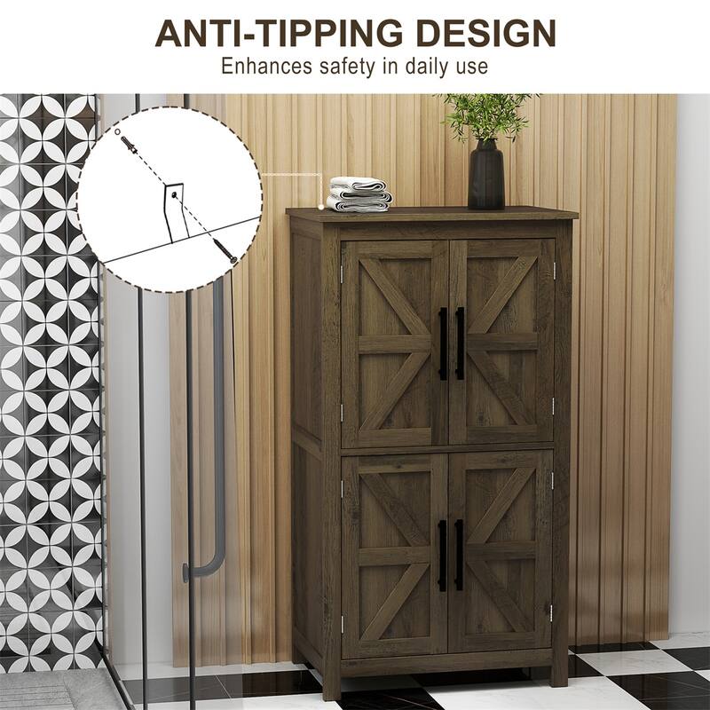 MDF Bathroom Cabinet with Four-Tier Shelves and Adjustable Storage and Protective Foot Pads - 23.6" L x 11.8" W x 43.3" H