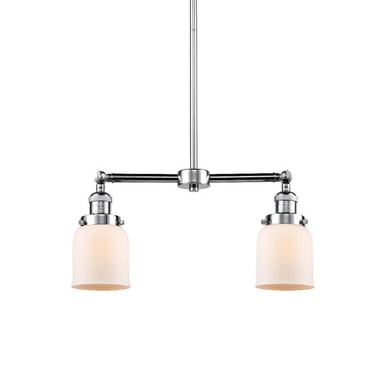 Innovations Lighting Small Bell 2 Light 21" Wide Linear Chandelier - Polished Chrome / Matte White Cased