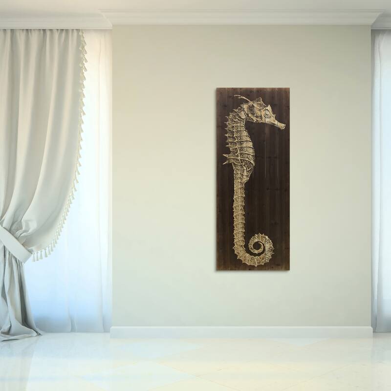 "Seahorse A" Arte de Legno Digital Print on Solid Wood Wall Art