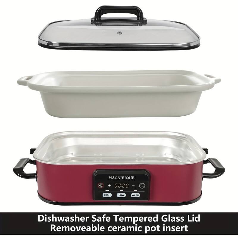 Red Digital slow cooker with Ceramic Inner Liner