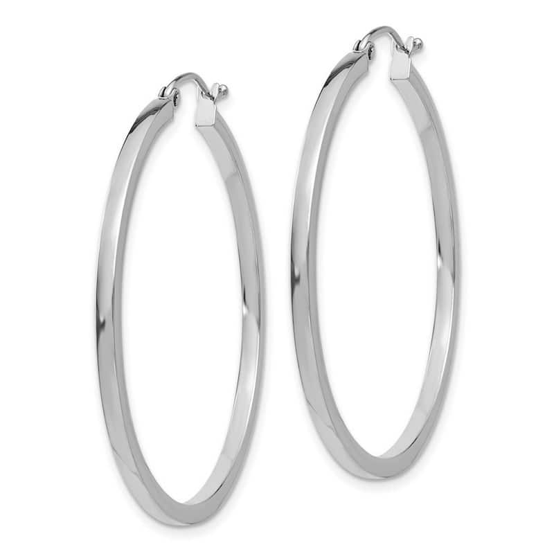 Curata 10k White Gold 2mm Square Tube Hoop Earrings - 20mm 25mm 30mm 35mm 40mm 45mm