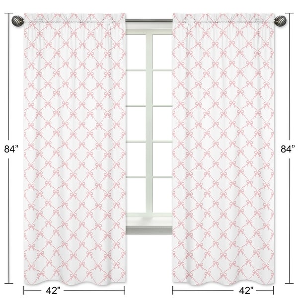Sweet Jojo Designs Pink Bows Girl 84in Window Treatment Curtain Panel Drapes Pair - for Ballerina Ballet Princess Collection