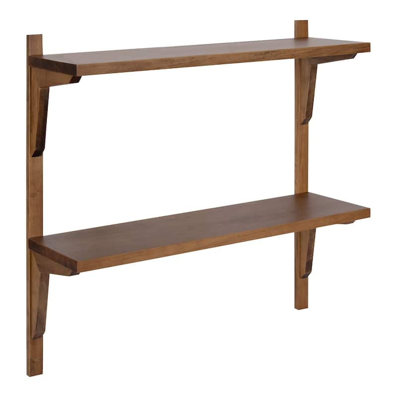 Kate and Laurel Meridien Mid-Century Wall Shelves - 24x8x24 - Rustic Brown