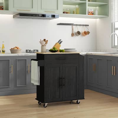 Rolling Kitchen Cart with AC Outlets and USB Ports