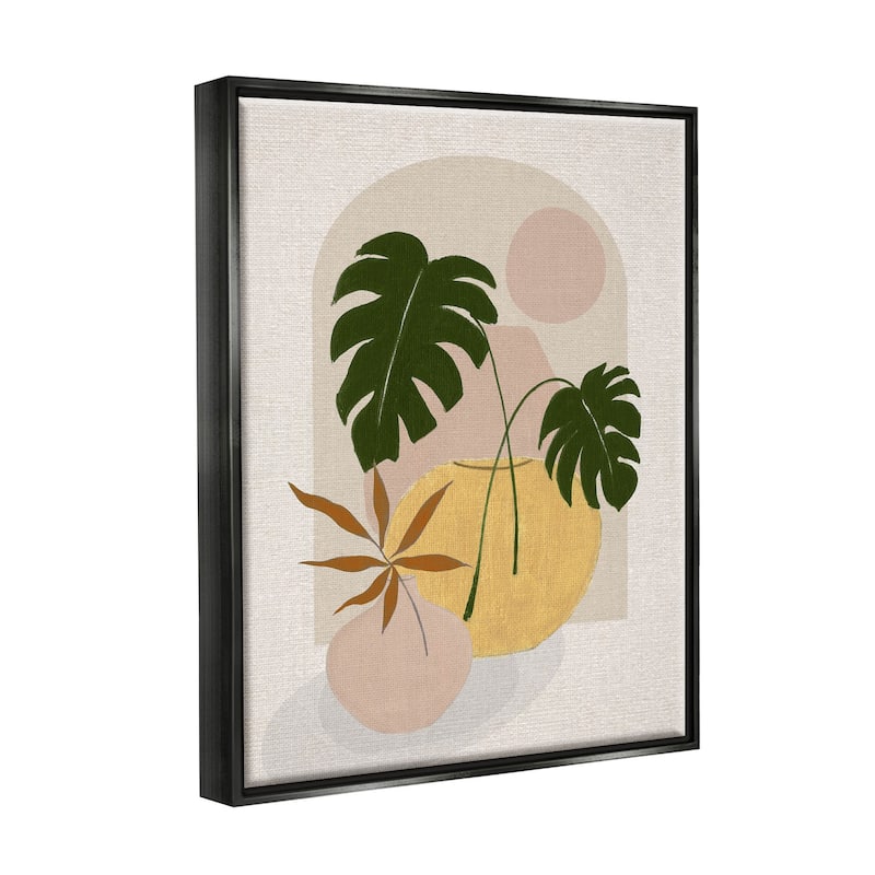 Stupell Industries Potted Monstera Plant Leaves Floater Canvas Wall Art ...