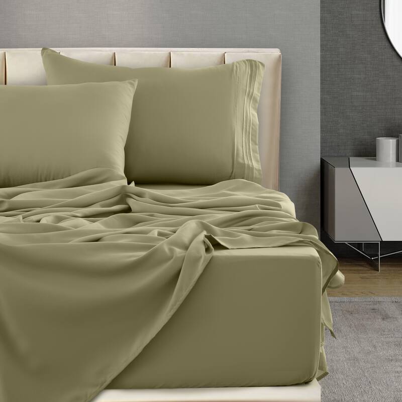 6 Piece Bed Sheet Set Deep Pocket Ultra Soft Microfiber Bedding Sheets