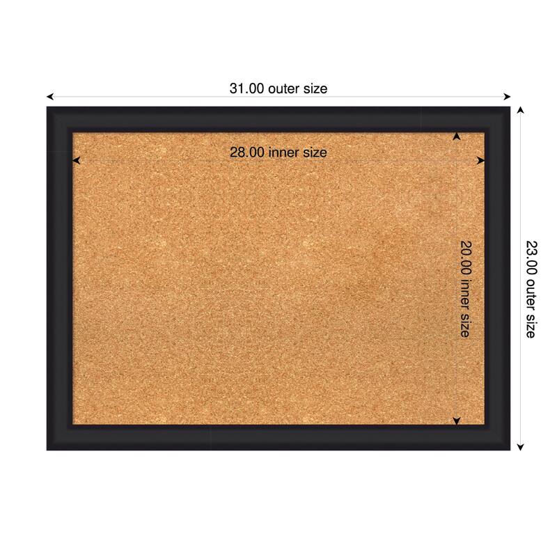Oliver Black Narrow Wood Framed Cork Board - Bulletin Board, Organization Board, Pin Board - Natural - 31 x 23 in