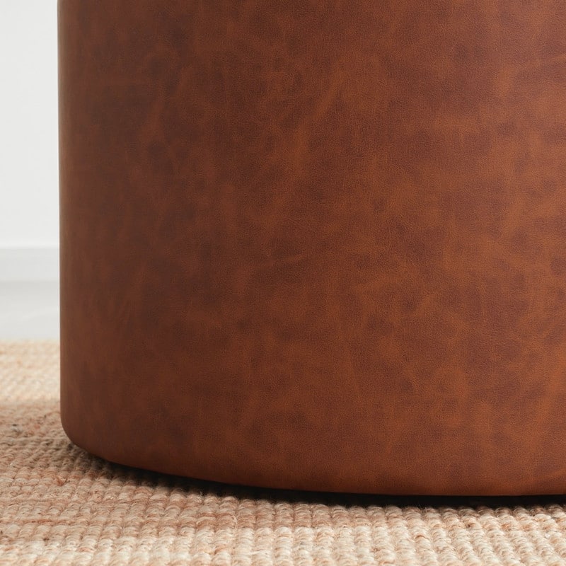 Parker Large Round Storage Coffee Table Ottoman with Wooden Lift Off Lid