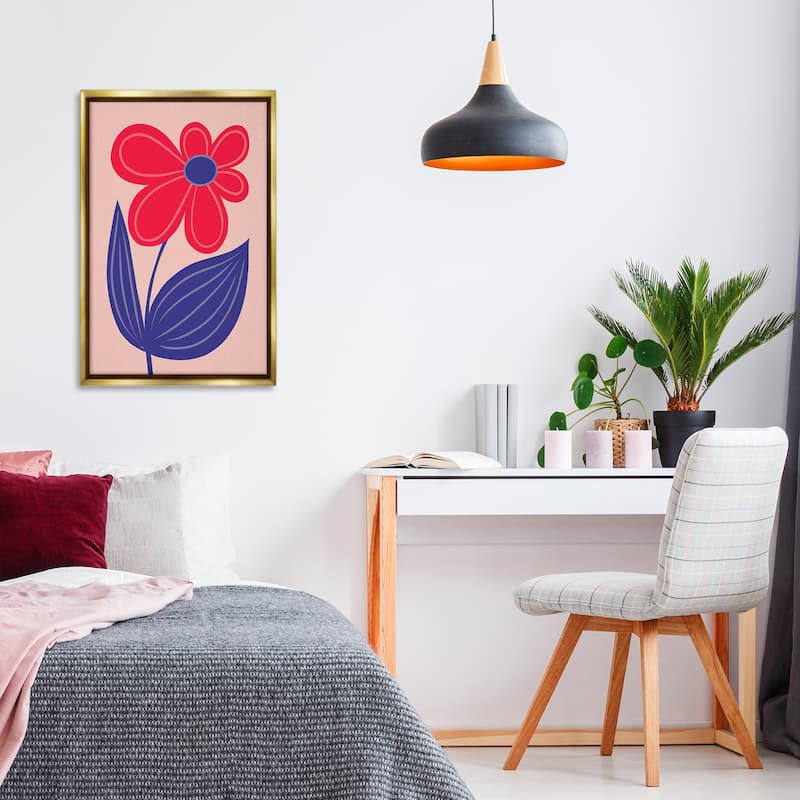 Stupell Playful Bold Red Daisy Framed Floater Canvas Wall Art Design By Martina Pavlova