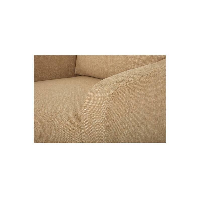 NADAAL STUDIOS Cassara Lounge Chair, Oversized Silhouette with Curved Corners and Wire-Brushed Wood Base, Cream