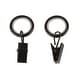 preview thumbnail 1 of 5, InStyleDesign 5/8 inch Noise-Canceling Curtain Rings w/Clip (Set of 10) Black