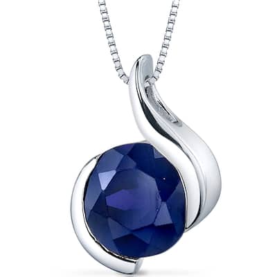 2.75 ct Blue Sapphire Pendant in Sterling Silver