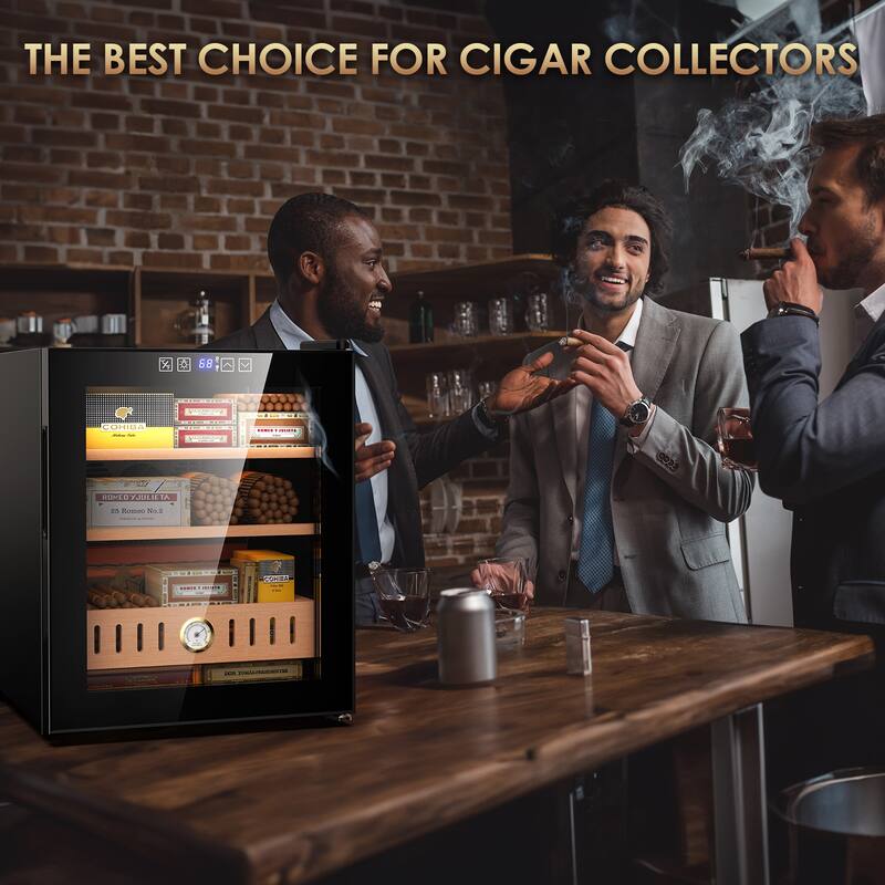 50L Thermostatic Electric Humidor, 300 Counts Large Cigar Humidor, Cooling and Heating Temperature Control