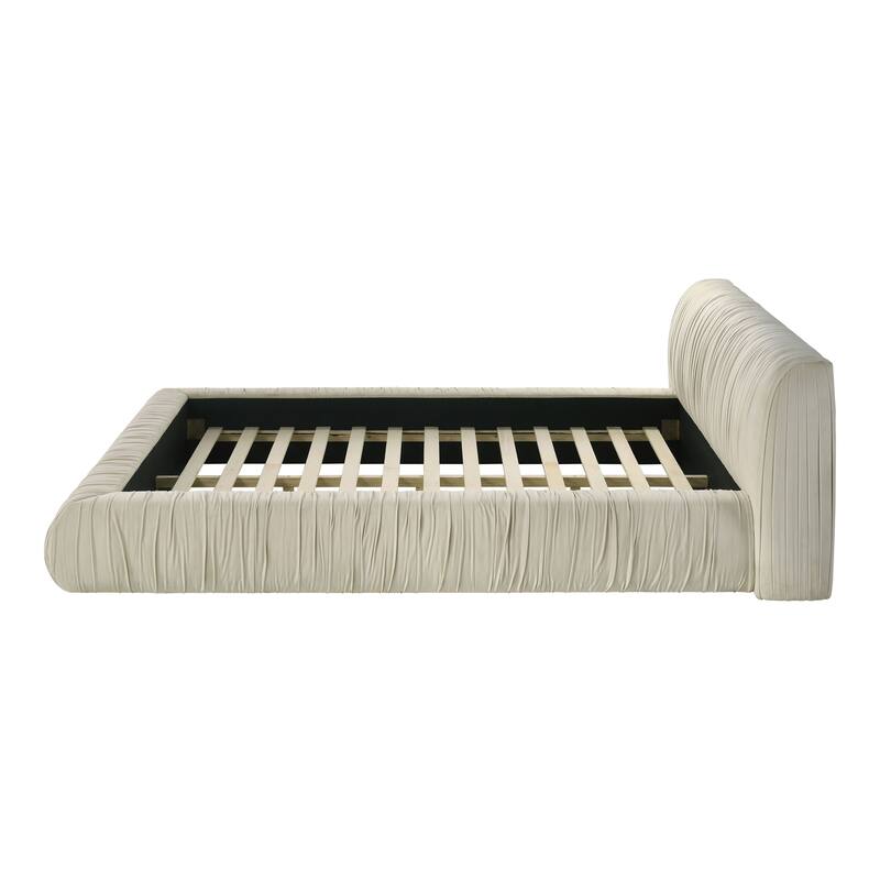 Furniture of America Henrietta Modern Velvet Upholstered Low Profile King Platform Bed