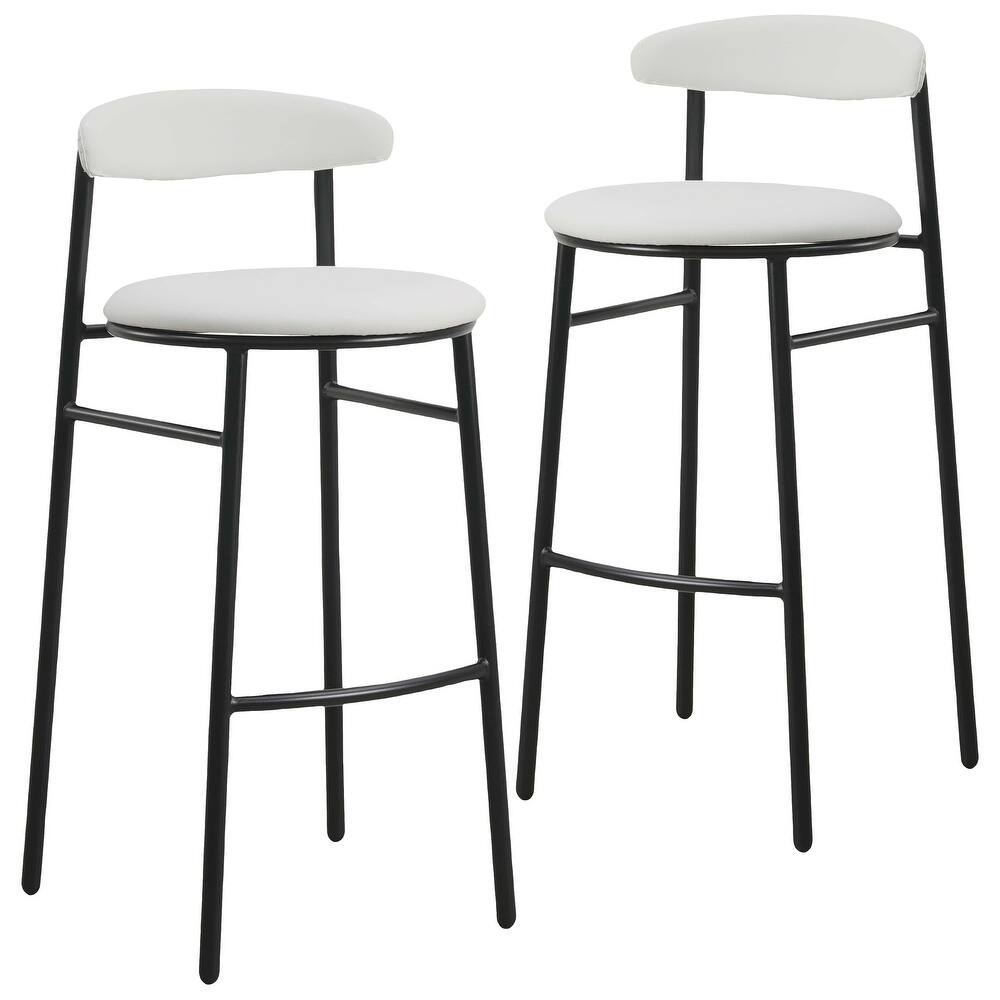 Lume Low Back Polyester Upholstered Bar Stool with Powder-Coated Metal Accent Chair for Kitchen Islands & Home Bars Set of 2