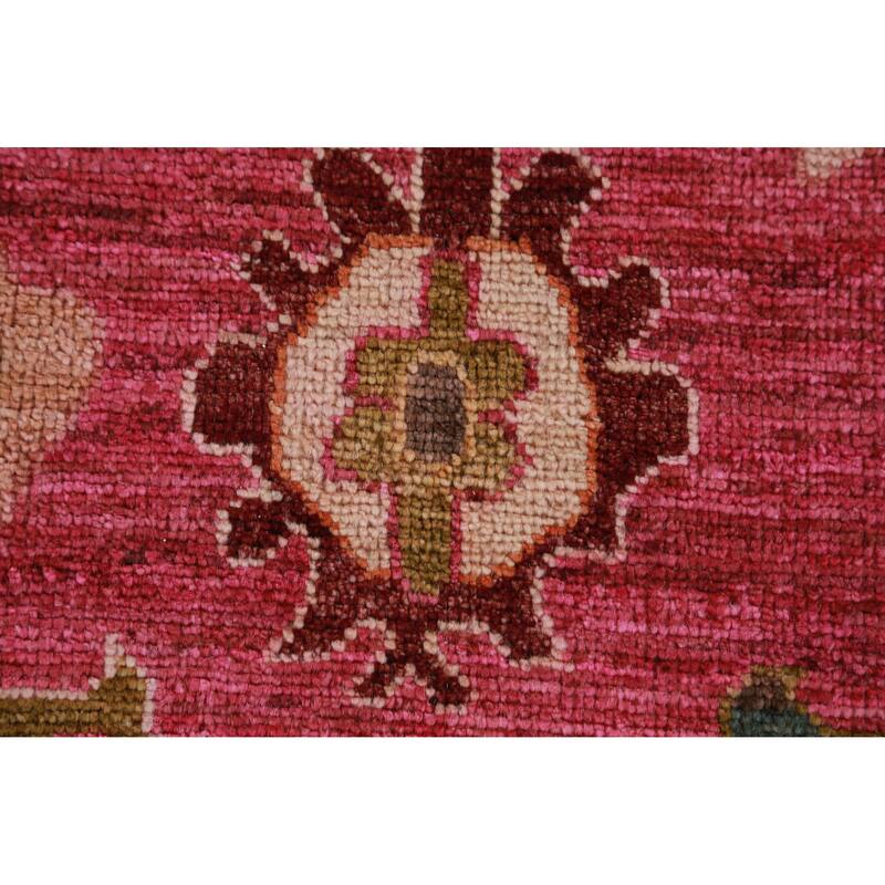 Hand Knotted Oriental 100% Wool Carpet Transitional All-Over Pink Oushak Area Rug - 9' 8'' X 8' 0''
