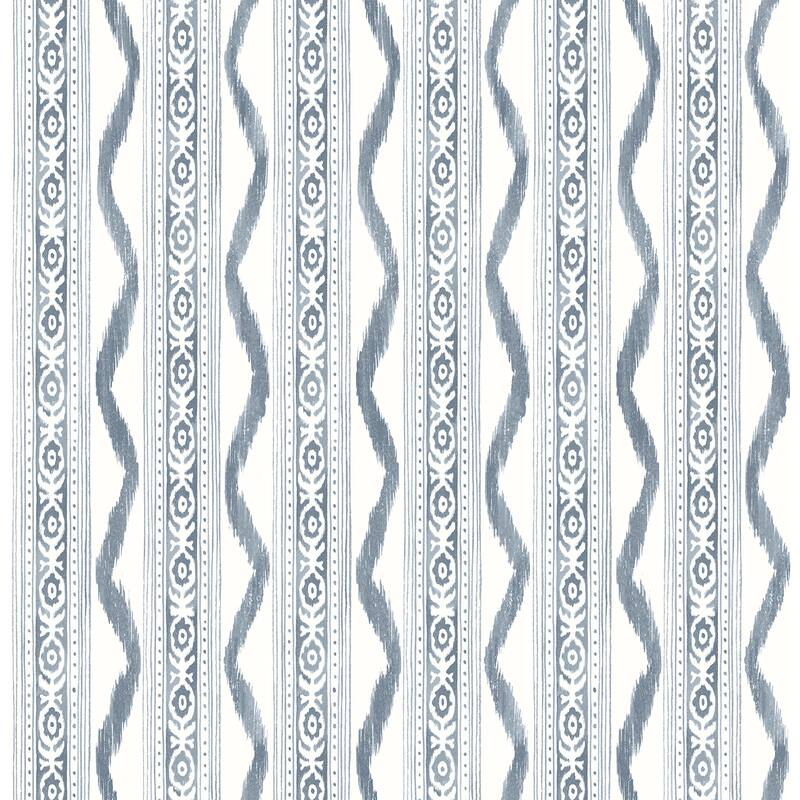 Erin Gates Rhys Blue IKAT Stripe Wallpaper