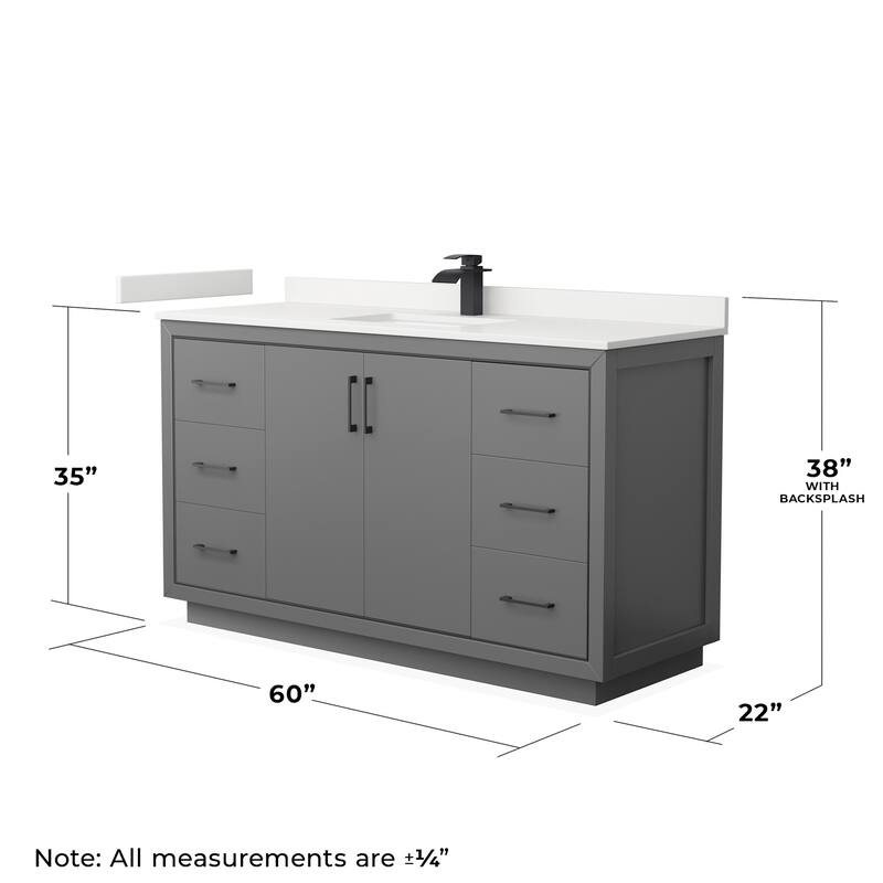 Wyndham Collection WCF111160S-QTZ-UNSM58 Icon 60" Free Standing Single