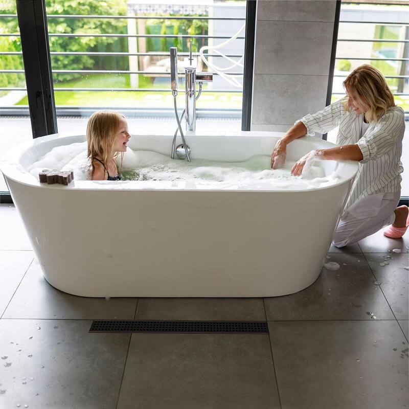 24-Inch Linear Shower Floor Drain, Square Hole Grate - 24 inch