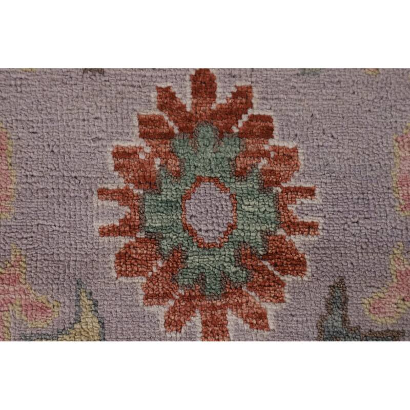 Pink Floral Oushak Oriental Large Area Rug Hand-Knotted Wool Carpet - 9'6" x 14'1"
