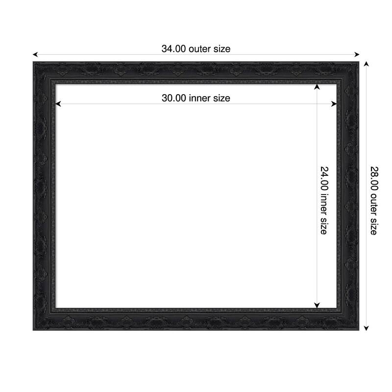Filigree Framed Dry Erase Magnetic Board - 34 x 28 in - Filigree Gloss Black