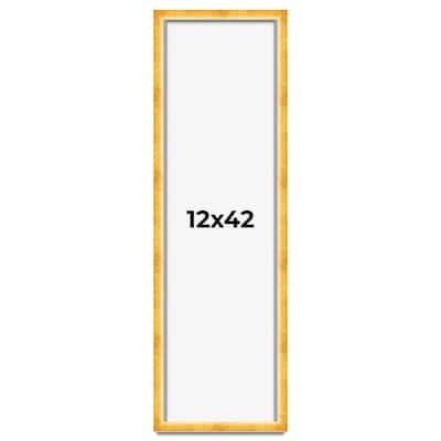 12x42 Shadow Box Frame Gold | 1.625 Inches Deep Real Wood Traditional