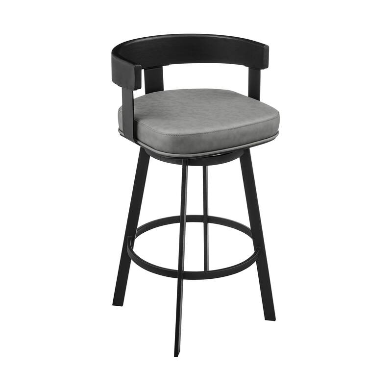 Idris Modern Swivel Bar Stool, Upholstered Counter Height Chair with Iron Frame