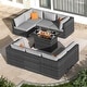 preview thumbnail 44 of 154, FINCATI Outdoor High-back Wicker Patio Sectional Set, 500 lbs Luxury Oversized Conversation Set, Spacious Couch Set