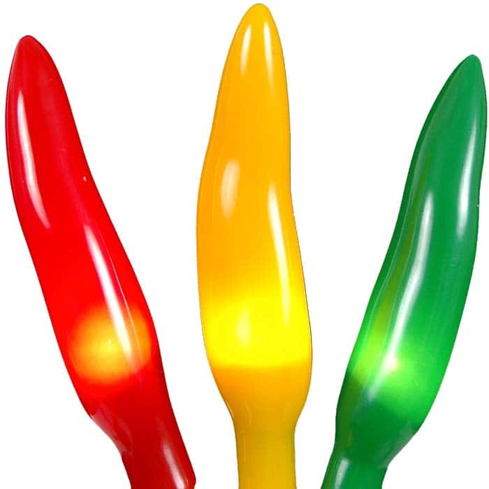 35 Light Chilli Pepper Mini Light Set, Green Wire, 11' Long