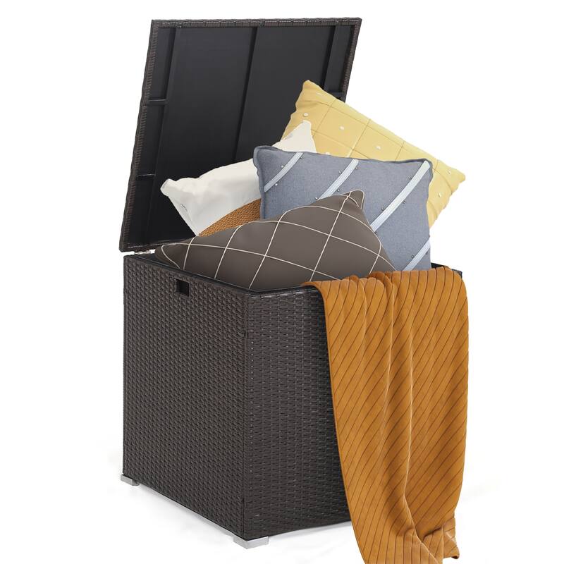Costway 72 Gallon Patio Rattan Wicker Storage Deck Box Container with - See Details - Mix Brown - See Details