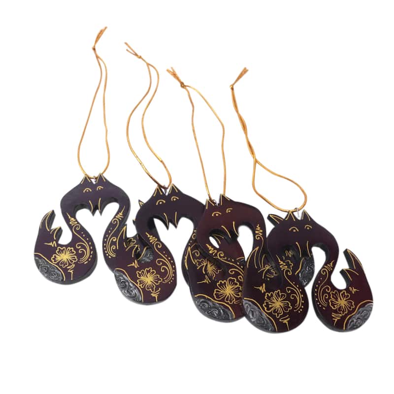 Novica Handmade Little Loving Swans Wood Ornaments (Set Of 4)