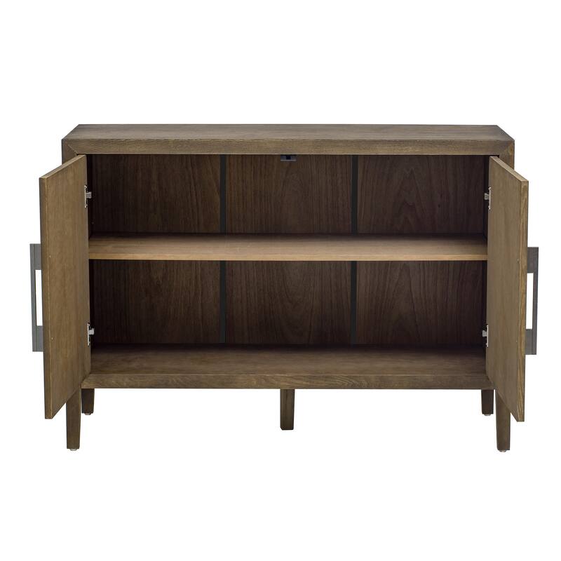 2 Door Cabinet Storage Cabinet with 2 Metal Handles & Adjustable Shelves, Wooden Entryway Cabinets Coffee Bar Cabinets