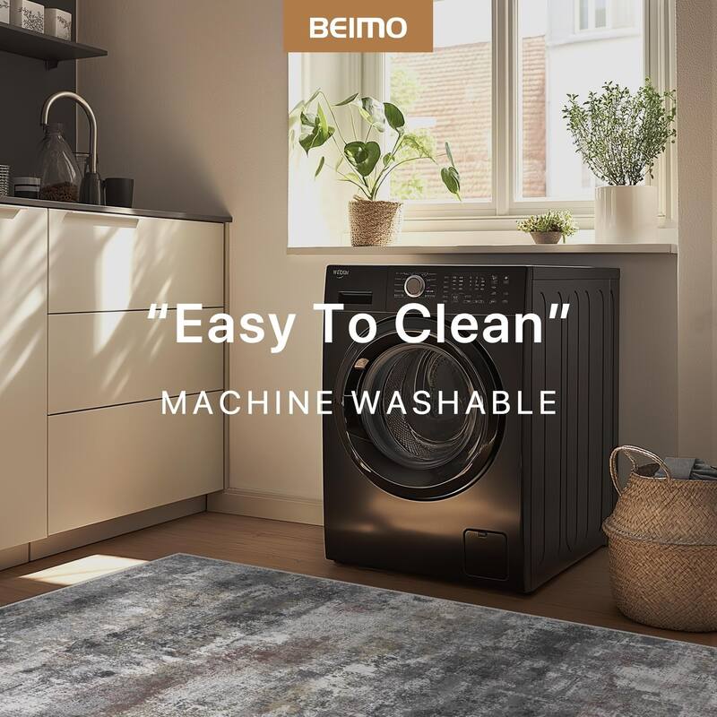 Mcow Abstract Low Pile Machine Washable Non-Slip Area Rug