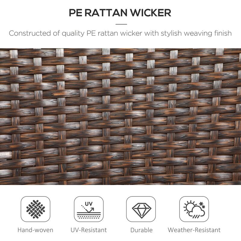 Outsunny Stackable PE Rattan Outdoor Dining Chairs with Cushion, Patio Wicker Dining Chair with Armrests and Backrest for Patio