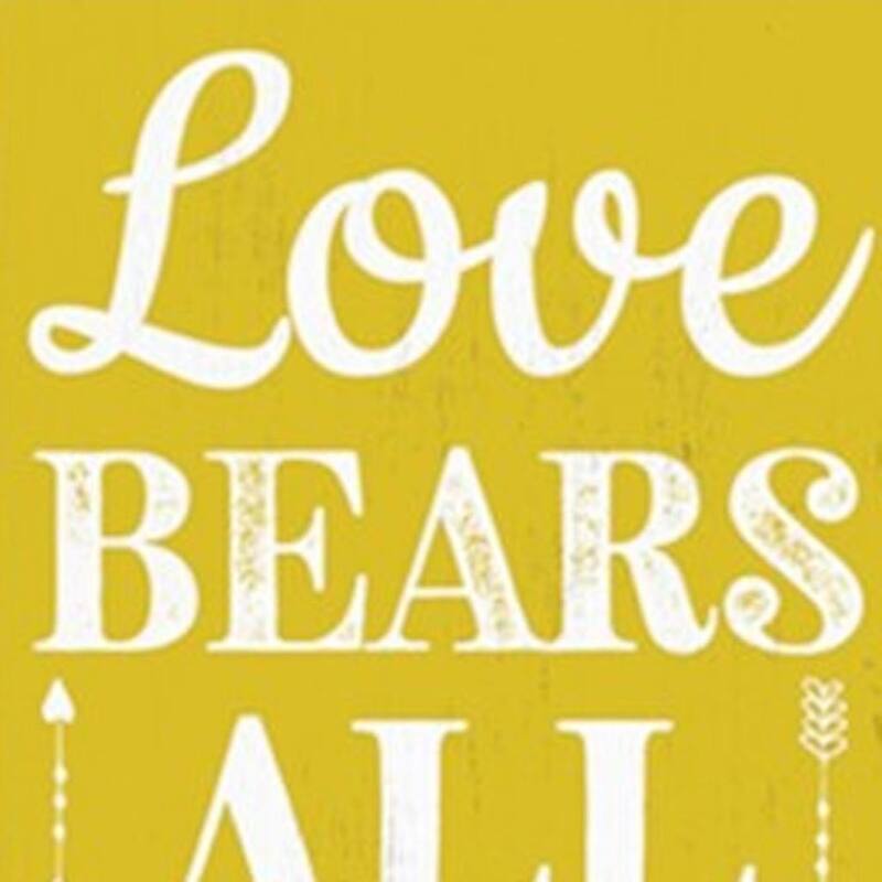 HomeRoots 36" Yellow And White Solid Wood Love Religious Porch Sign