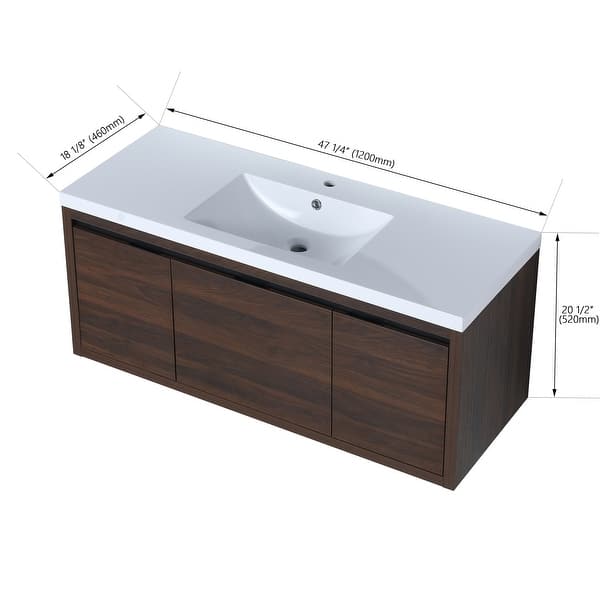 dimension image slide 2 of 13, Beingnext 24"/30"/48" Bathroom Vanity with Sink, Floating Bathroom Vanity With Soft Close Door