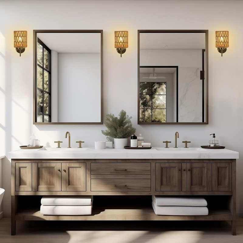 2 Pack bulb light gold light fixtures metal, rattan wall light