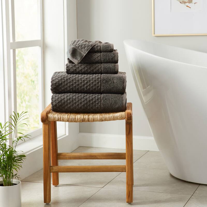 Linery & Co. Cotton Diamond Waffle Texture Bath Towels