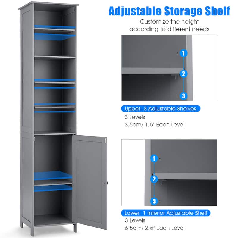Costway 72''H Bathroom Tall Floor Storage Cabinet Shelving Display - See Description