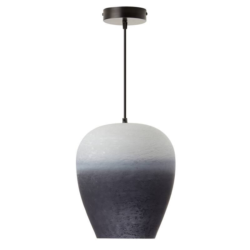 Lily River of Goods Black Metal and Glass 10.75-Inch Pendant Light with Adjustable Hanging Cord - 10.75" x 10.75" x 14/73"