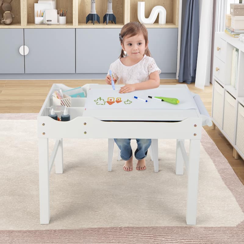 Wooden Kids Multi Activity Play Table with Storage Paper Roll - 34" x 23.5" x 22.5" (L x W x H)