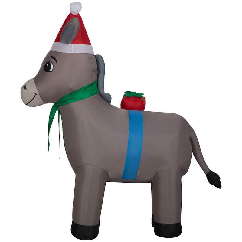 Gemmy Christmas Inflatable Donkey, 5 ft Tall