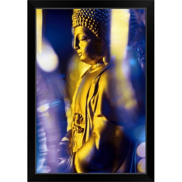 "Golden Buddha statue" Black Framed Print