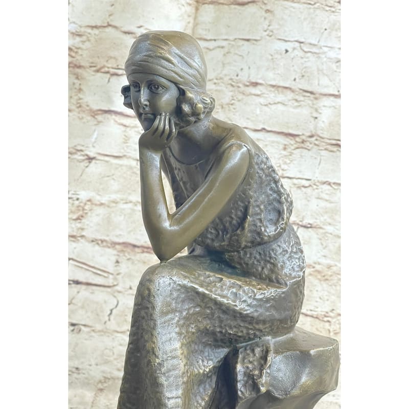 Art Deco Flapper Girl Fashion Model Bronze Metal Statue Sculpture Figurative Art