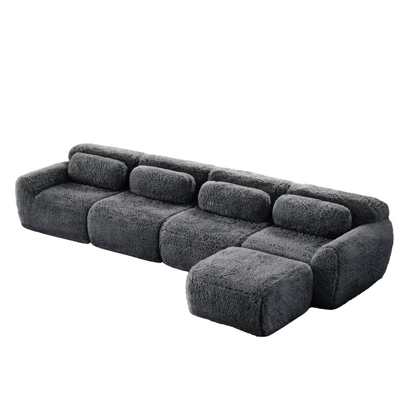 148.8 Inch Modular Couch with Ottoman, Comfy Couches, L Shaped 4 Seat Sofa, Modern Sectional Couches for Living Room