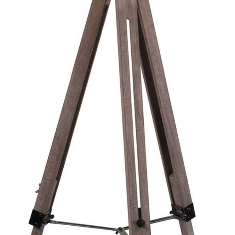 55 Inch Floor Lamp with Tripod Style Wood Frame, Spotlight, Brown and Black